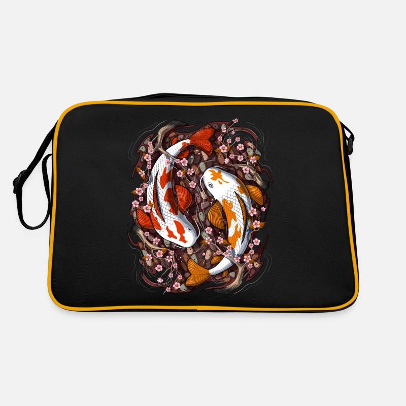 Koi Fisch Kirschblüte Retro Tasche