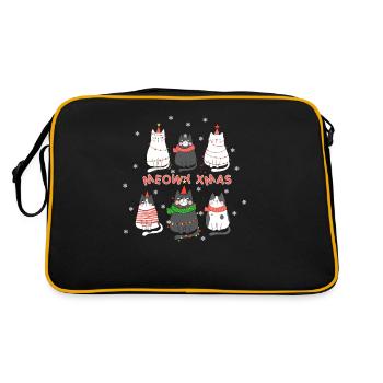 Süße Katzen Kätzchen Weihnachtsoutfit - Retro Tasche - Schwarz/Gold - Hinten