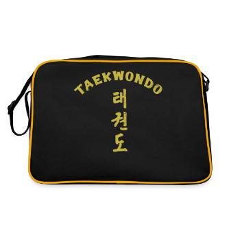 Taekwondo Korea Schrift Hobby Kampfkunst Geschenk - Retro Tasche - Schwarz/Gold - Hinten