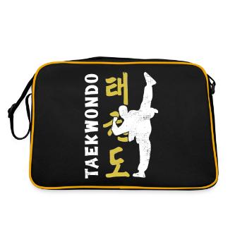 Taekwondo Tritt Kampfkunst Kampfsport Geschenkidee - Retro Tasche - Schwarz/Gold - Hinten