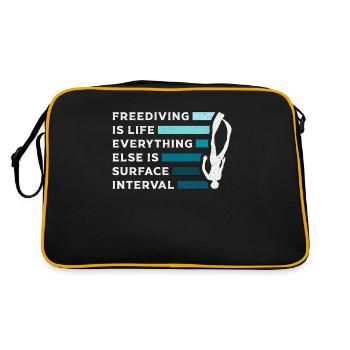 Apnoe Freitaucher Freitauchen Tauchen Geschenk - Retro Tasche - Schwarz/Gold - Hinten