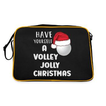 Volleyball mit Weihnachtsmütze - Retro Tasche - Schwarz/Gold - Hinten