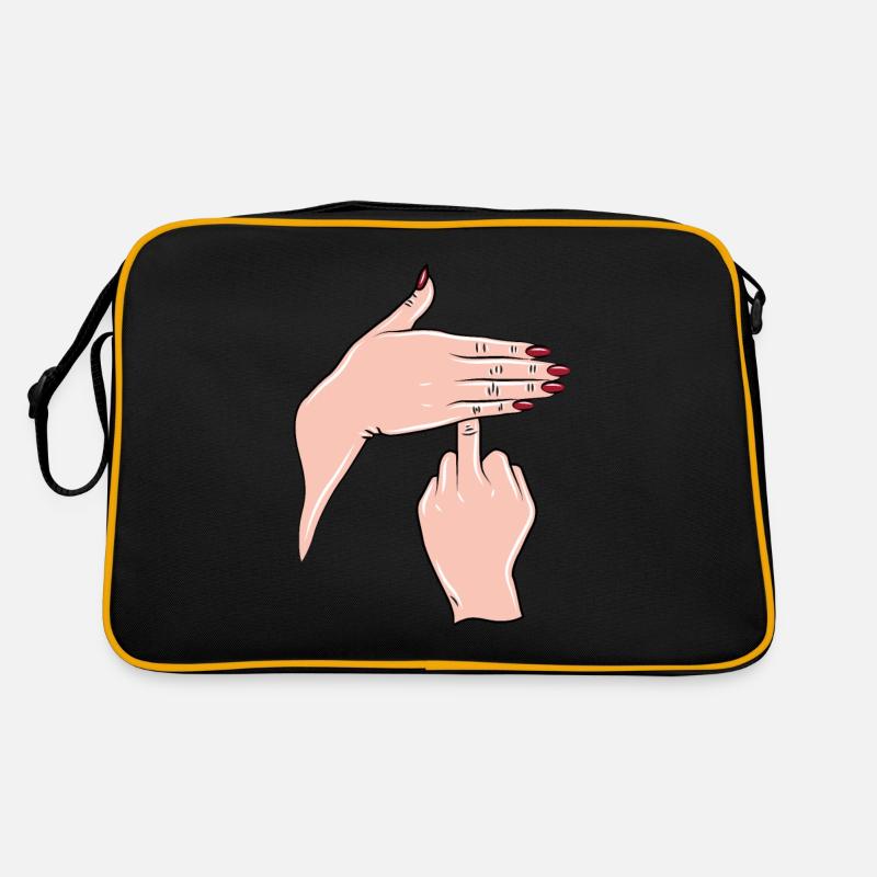 Sarkasmus Ironie freche Diva Zyniker Mittelfinger - Retro Tasche - Schwarz/Gold