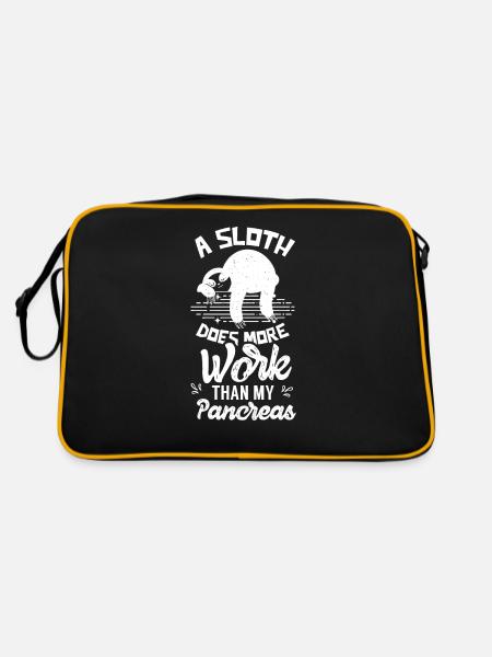 Un paresseux fonctionne plus que le pancréas - Sac Retro - noir/or - Dos