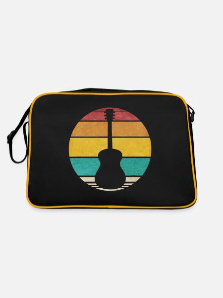 Guitar Retro Rock n Roll Vintage Guitarist Logo - Retro Bag - black/gold - Back