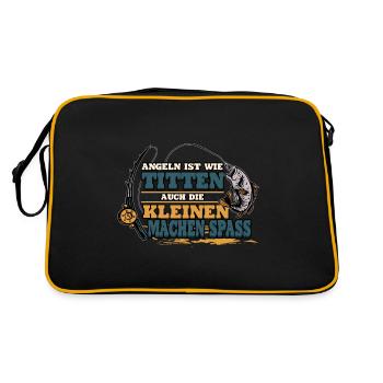 Angeln ist wie Titten auch die kleinen machen spaß - Retro Tasche - Schwarz/Gold - Hinten