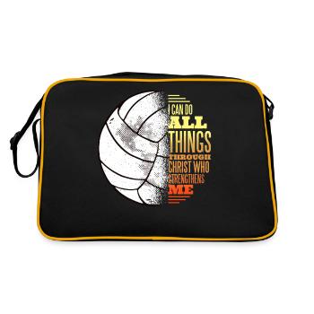 Volleyball And Jesus - Retro Tasche - Schwarz/Gold - Hinten