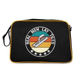 Echte Männer legen Fliesen Fliesenleger Tshirt - Retro Tasche - Schwarz/Gold - Hinten