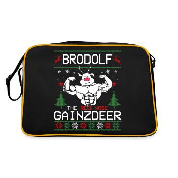 Brodolf The Red Nose Gainzdeer Ugly Sweater - Retro Tasche - Schwarz/Gold - Hinten