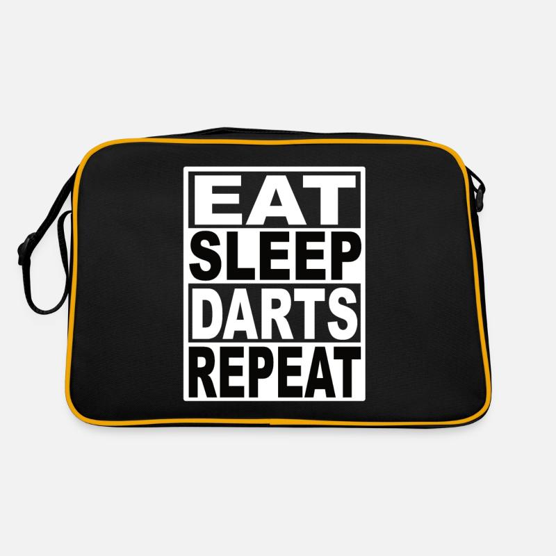 Eat Sleep Darts Repeat - Retro Tasche - Schwarz/Gold