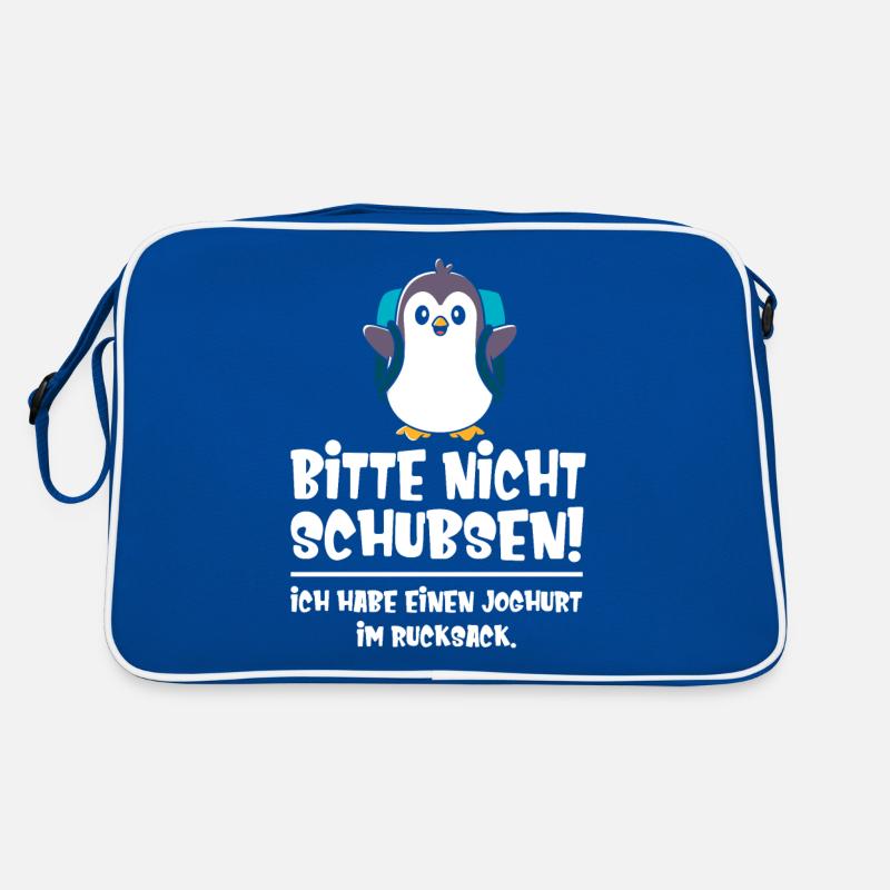 Kinder Bitte nicht schubsen Pinguin süß Retro Tasche