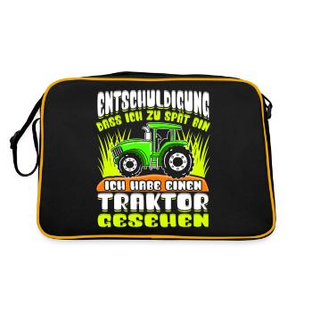 Trecker Bauernhof Traktor Kinder Landwirtschaft - Retro Tasche - Schwarz/Gold - Hinten