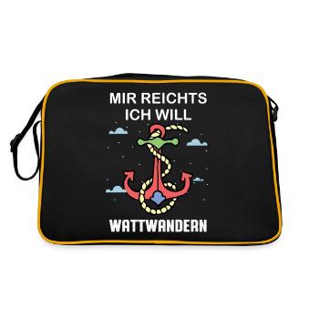 Wattwandern mir reichts - Retro Tasche - Schwarz/Gold - Hinten