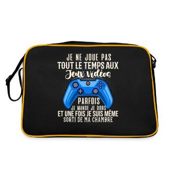 Accro Aux Jeux Vidéo Idée Cadeau Pour Ado Gamer - Sac Retro - noir/or - Dos