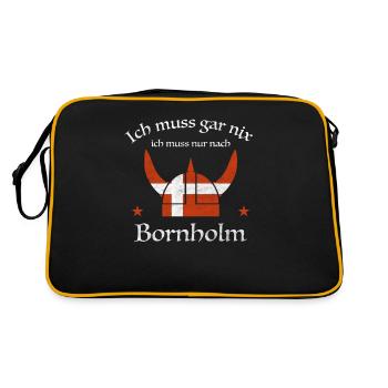 Bornholm Kopenhagen Dänemark Dansk Geschenkidee - Retro Tasche - Schwarz/Gold - Hinten