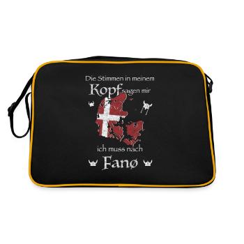 Fanö Kopenhagen Dänemark Dansk Geschenkidee - Retro Tasche - Schwarz/Gold - Hinten
