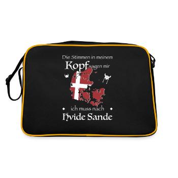 Hvide Sande Kopenhagen Dänemark Dansk Geschenkidee - Retro Tasche - Schwarz/Gold - Hinten