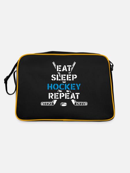 Hockey sur glace Manger Dormir Hockey Répéter - Sac Retro - noir/or - Dos