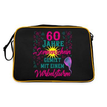 60 Geburtstag Frauen Geschenk 60 Jahre Geburtstag - Retro Tasche - Schwarz/Gold - Hinten