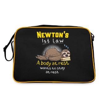 Newton's First Law Funny Physics Joke - Retro Tasche - Schwarz/Gold - Hinten