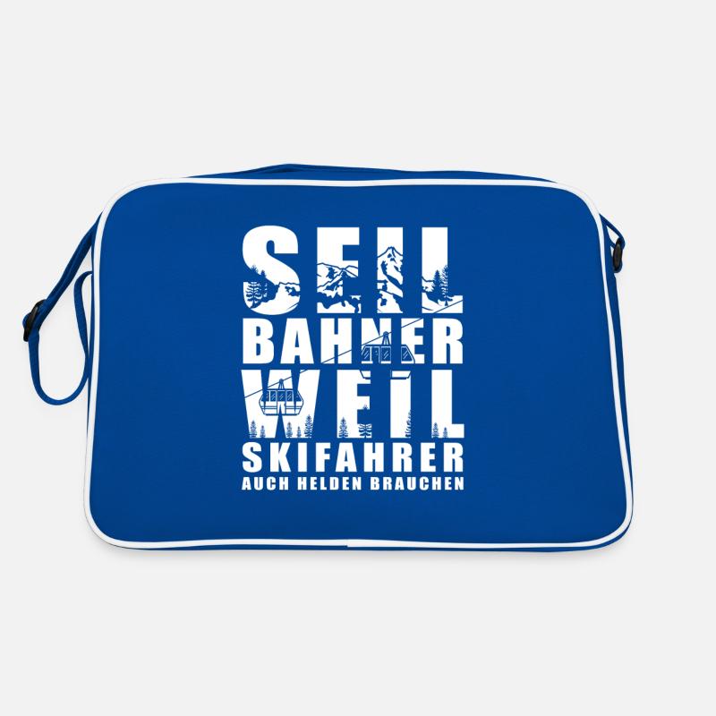 Seilbahn Gondel Bergbahn Skifahrer Helden Retro Tasche
