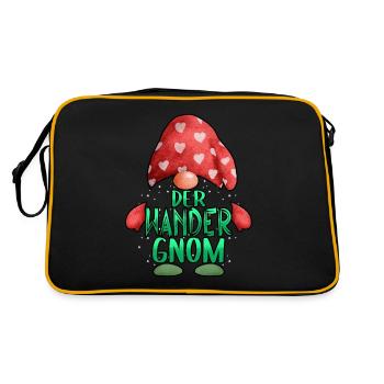 Wandern Wanderer Der Wander Gnom - Retro Tasche - Schwarz/Gold - Hinten