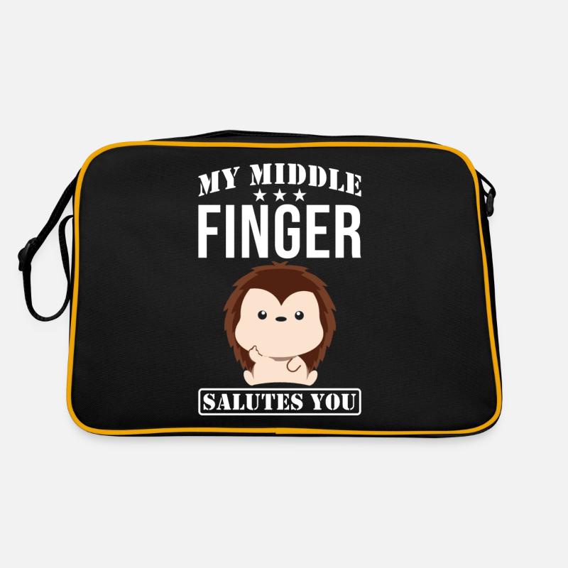 Mein Mittelfinger salutiert Dir Igel Spruch Retro Tasche