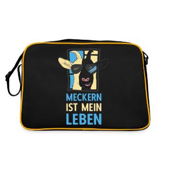Meckern ist mein Leben Cooler Ziegenbock Spruch - Retro Tasche - Schwarz/Gold - Hinten