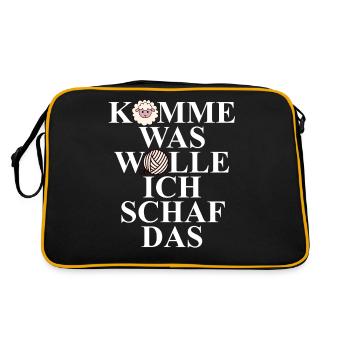 Komme Was Wolle Ich Schaf Das Baumwolle Bauer - Retro Tasche - Schwarz/Gold - Hinten