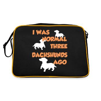 I Was Normal Three Dachshunds Ago - Dachshund T-Sh - Retro Bag - black/gold - Back
