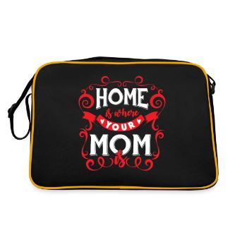 Zuhause Mama Mutter Liebe rot Herz Mutterliebe - Retro Tasche - Schwarz/Gold - Hinten