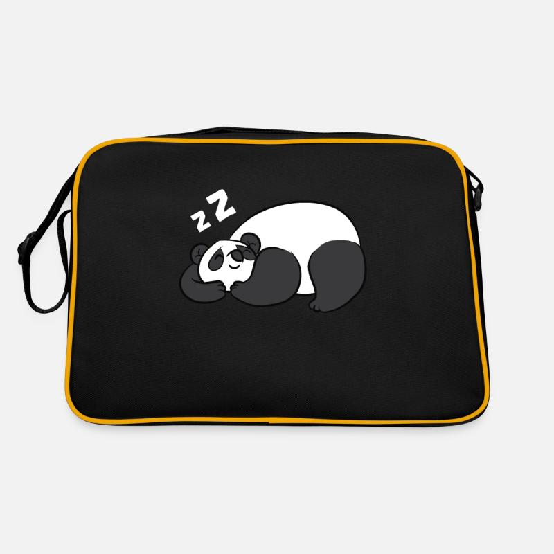 Müder Panda Pyjama Liebe Pandas - Retro Tasche - Schwarz/Gold
