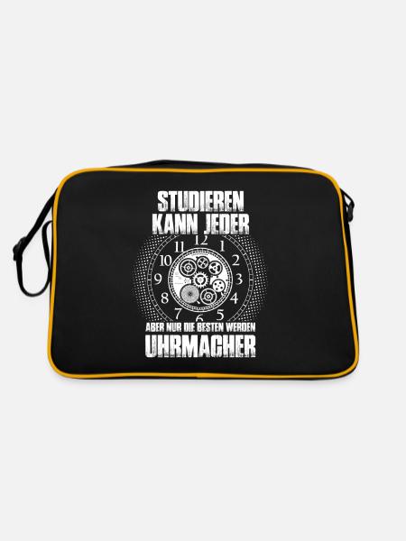 Studieren kann jeder - Uhrmacher - Retro Tasche - Schwarz/Gold - Hinten