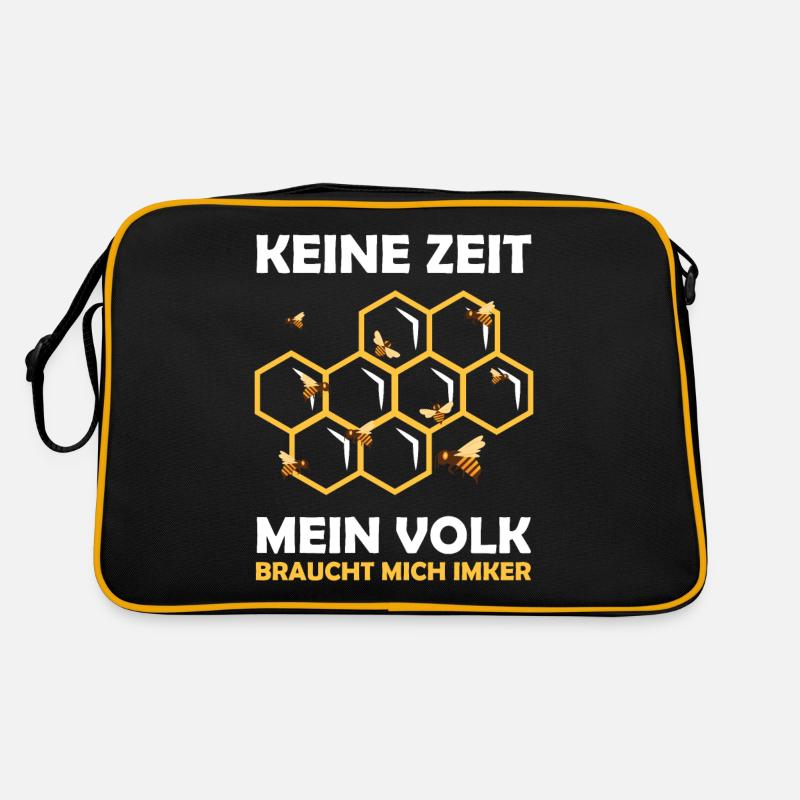Imker Mein Volk Braucht Mich - Retro Tasche - Schwarz/Gold