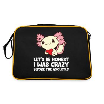 Seien wir ehrlich, ich war schon vor den Axolotls - Retro Tasche - Schwarz/Gold - Hinten