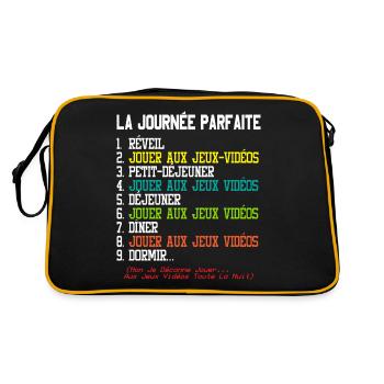 Cadeau Geek Gamer Ado La Journée Parfaite Humour - Sac Retro - noir/or - Dos