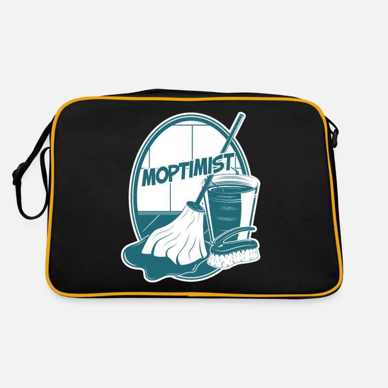 Moptimist Putzfrau Putzmann Putzkolonne Sprüche - Retro Tasche - Schwarz/Gold