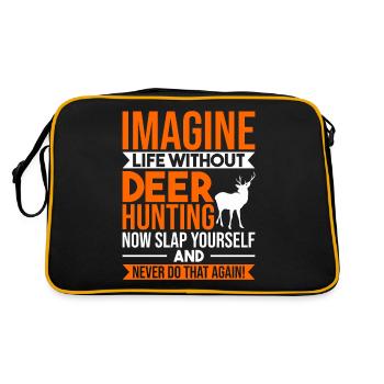 Jäger Rotwild Hirsche Jagen Geschenk - Retro Tasche - Schwarz/Gold - Hinten