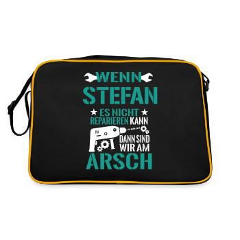 Stefan es nicht reparieren kann sind wir am Arsch - Retro Tasche - Schwarz/Gold - Hinten
