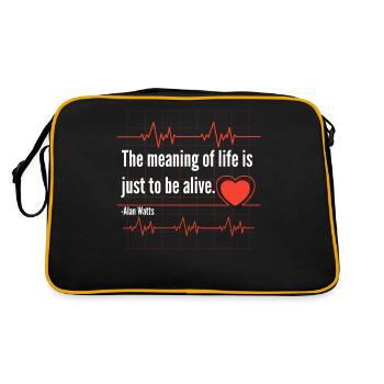 Citation d’Alan Watts sur le sens de la vie avec Heartbeat - Sac Retro - noir/or - Dos