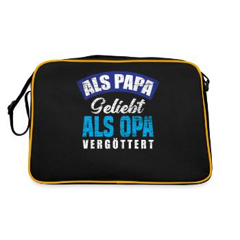 Opa Papa Bester Opa - Retro Tasche - Schwarz/Gold - Hinten