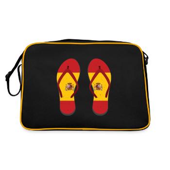 Spanien Flagge Flipflop Spanisch Geschenk Espana - Retro Tasche - Schwarz/Gold - Hinten