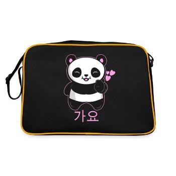K-Pop Music Panda with Finger Heart Symbol - Retro Bag - black/gold - Back