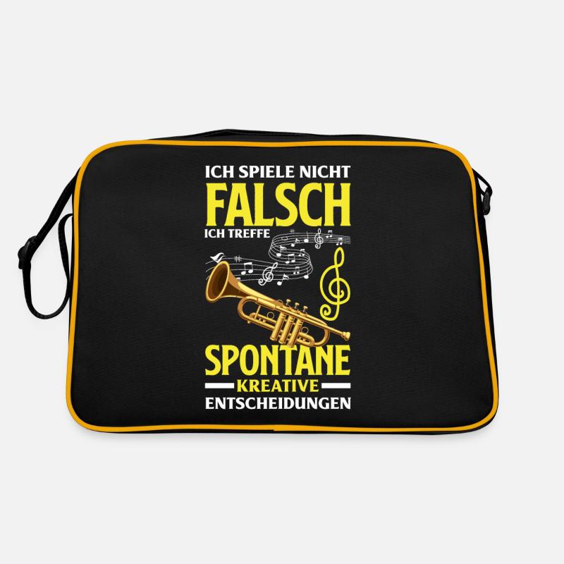 Trompete Trompeter Trompeten Spieler - Retro Tasche - Schwarz/Gold