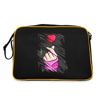 K-Pop Music Finger Heart Symbol Torn Design - Retro Bag - black/gold - Back