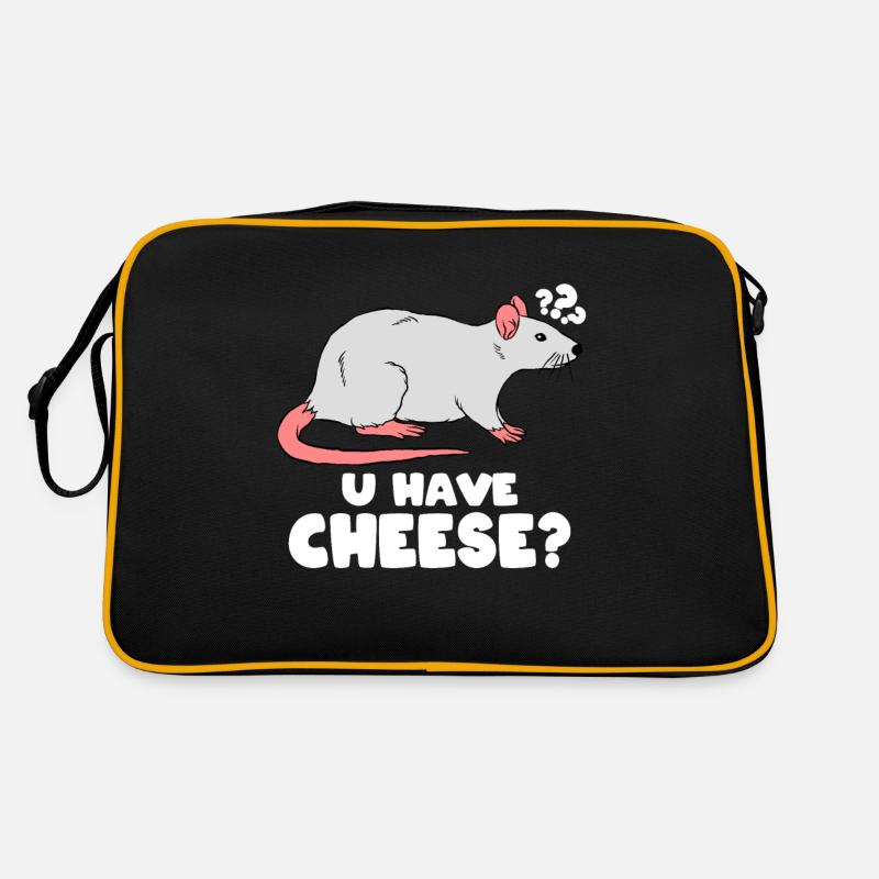 Süße Ratte Ratten Käse - Retro Tasche - Schwarz/Gold