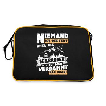 Seilbahn Gondel Bergbahn Niemand Ist Perfekt - Retro Tasche - Schwarz/Gold - Hinten