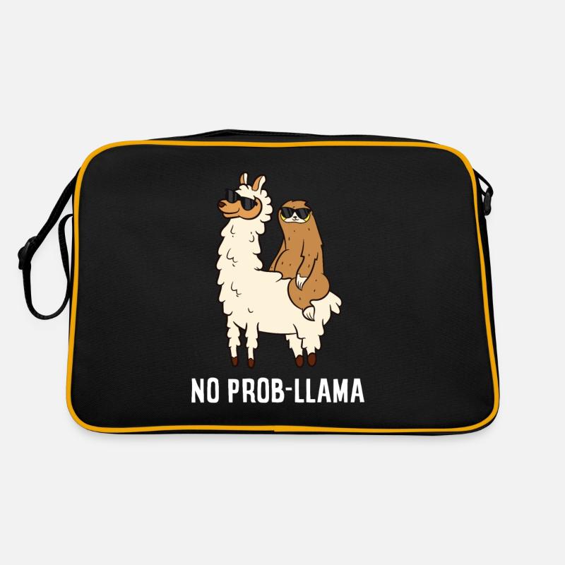 No Prob-llama Cute No Prob Llama Llama - Retro Tasche - Schwarz/Gold