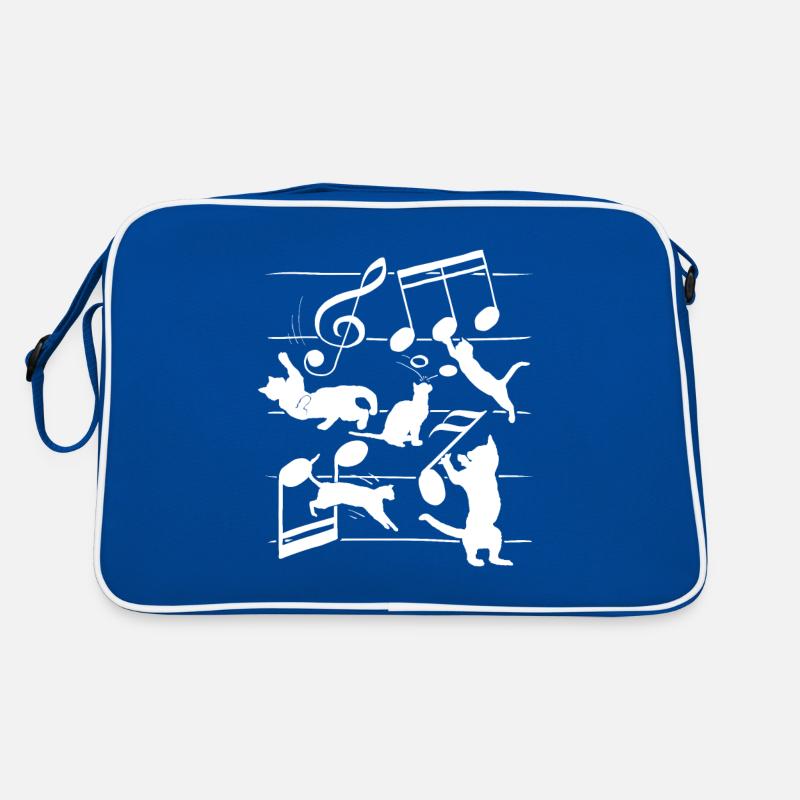 Cute Cat Kitty Playing Music Note Clef Musician Retro Bag