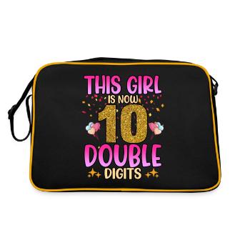 Funny This Girl Is Now 10 Double Digit Birthday - Retro Bag - black/gold - Back